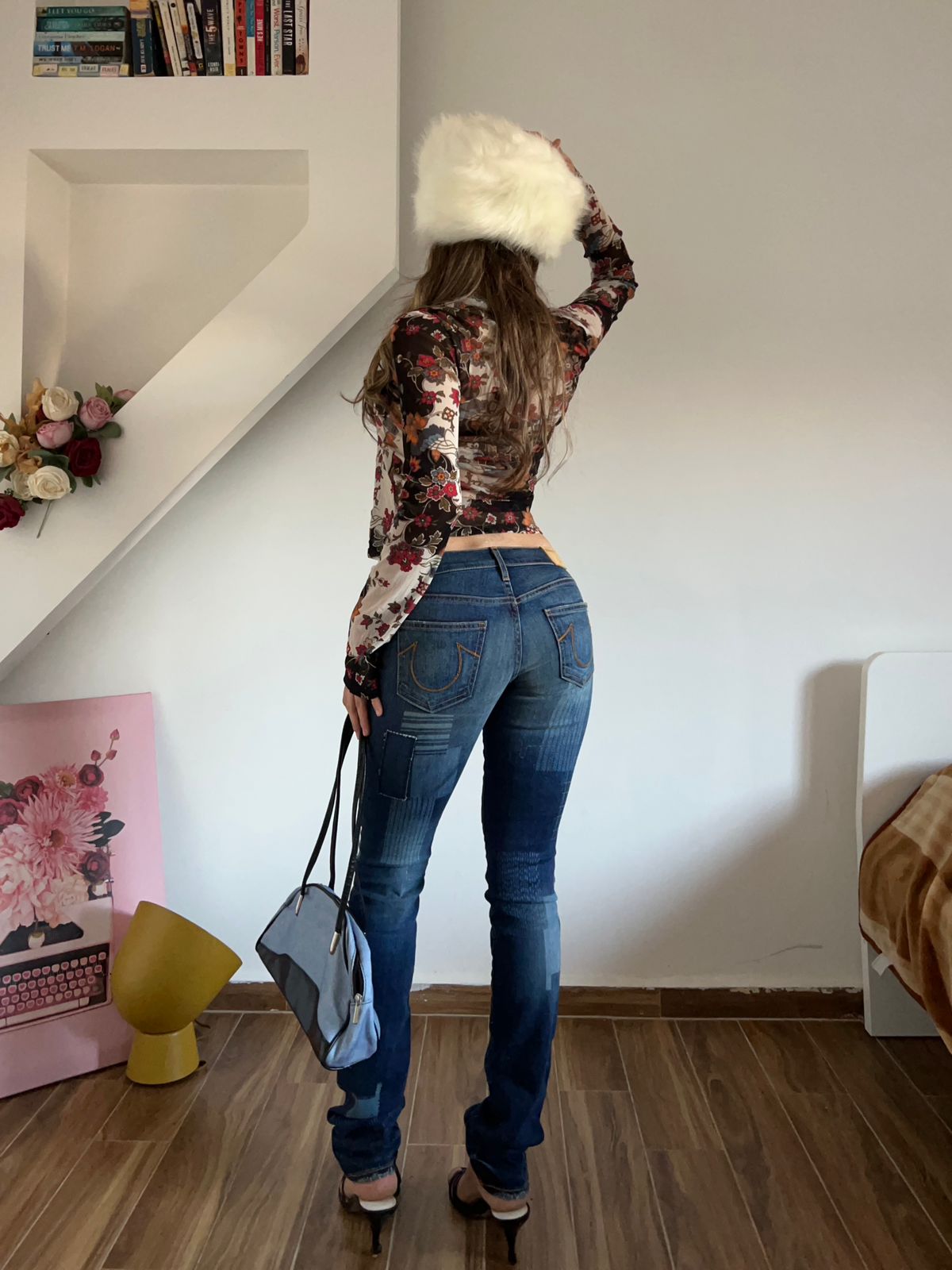 True Religion low waist cora straight patched jeans
