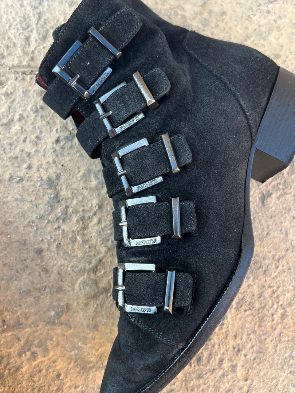 Cesare Paciotti suede buckle pointy ankle high boots