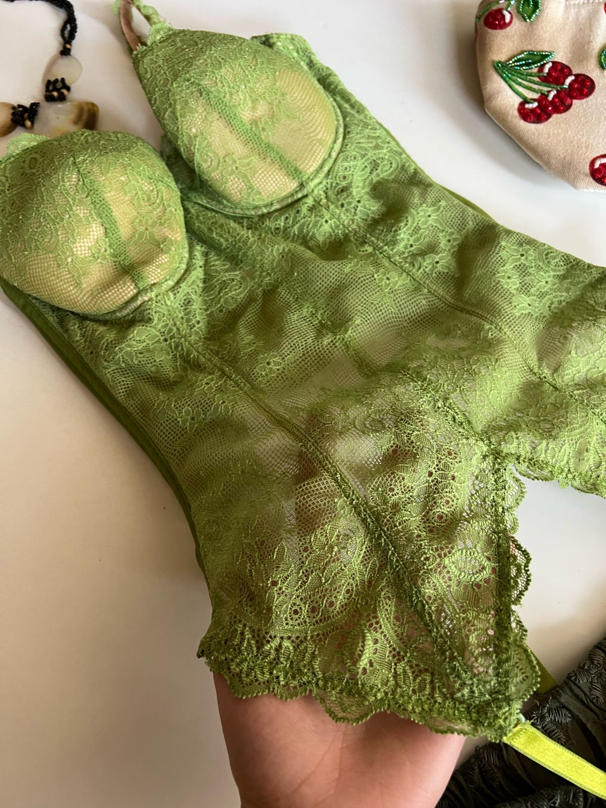 Green lace fairy corset