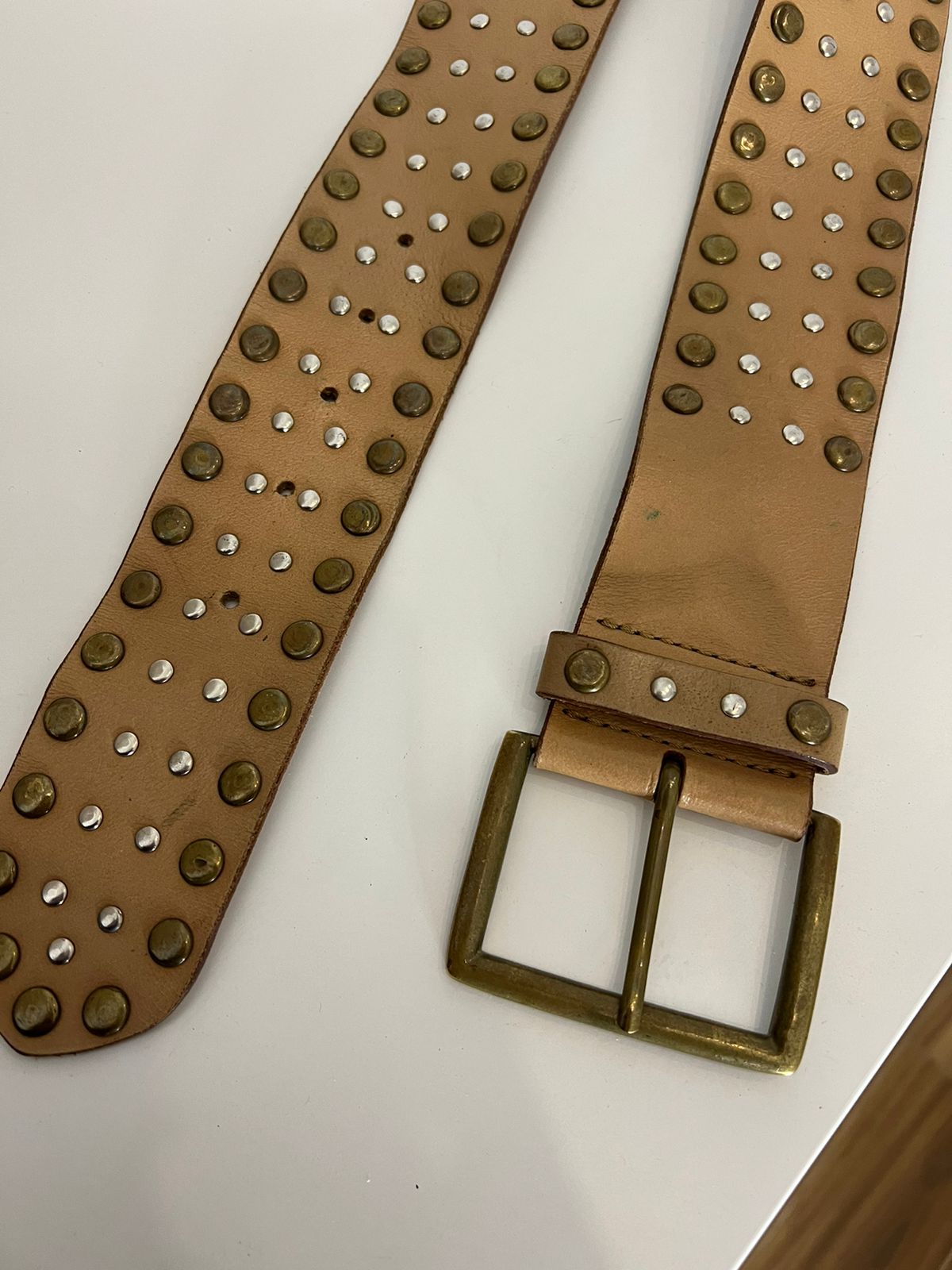 Real leather studded belt