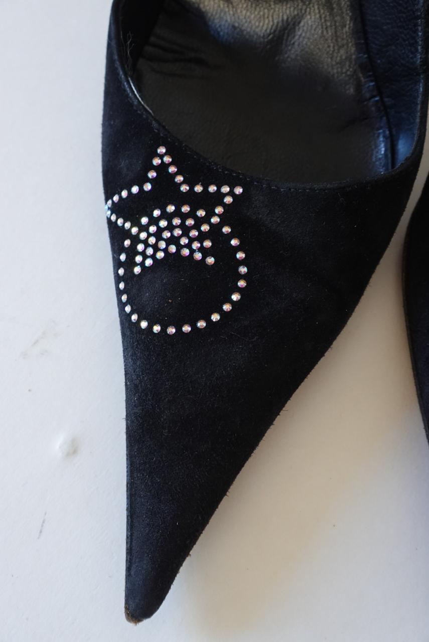 Pointy suede heels