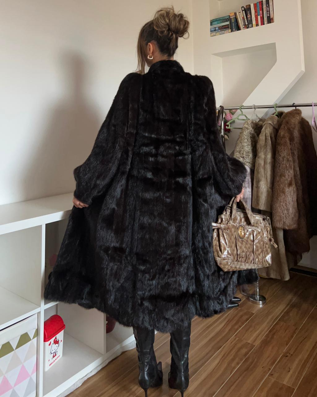 Balmain real mink fur black coat