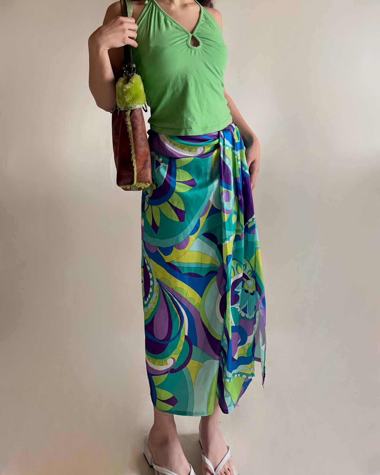 Zara satin maxi skirt with a slit
