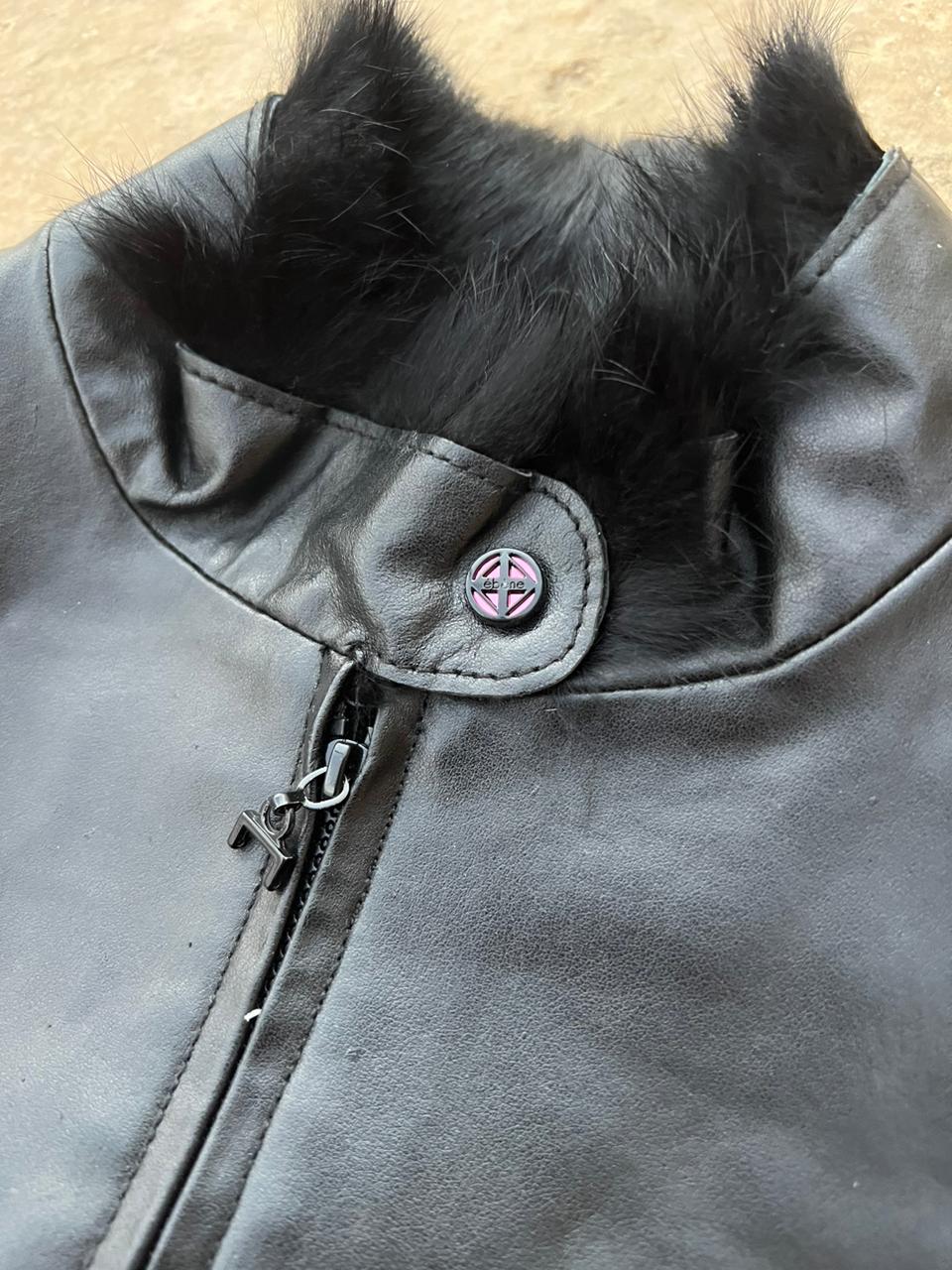 Real leather fur jacket