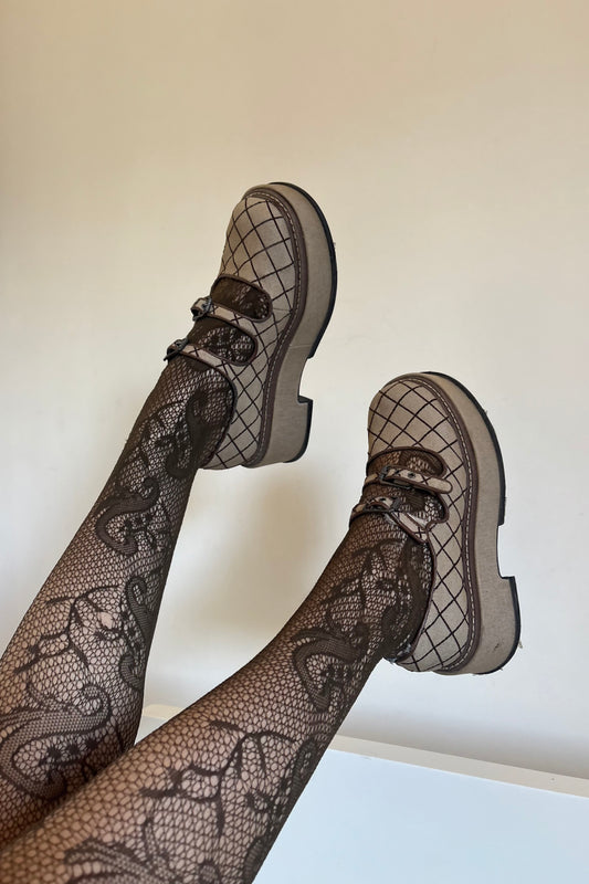 Charles & Keith brown plaid mary janes