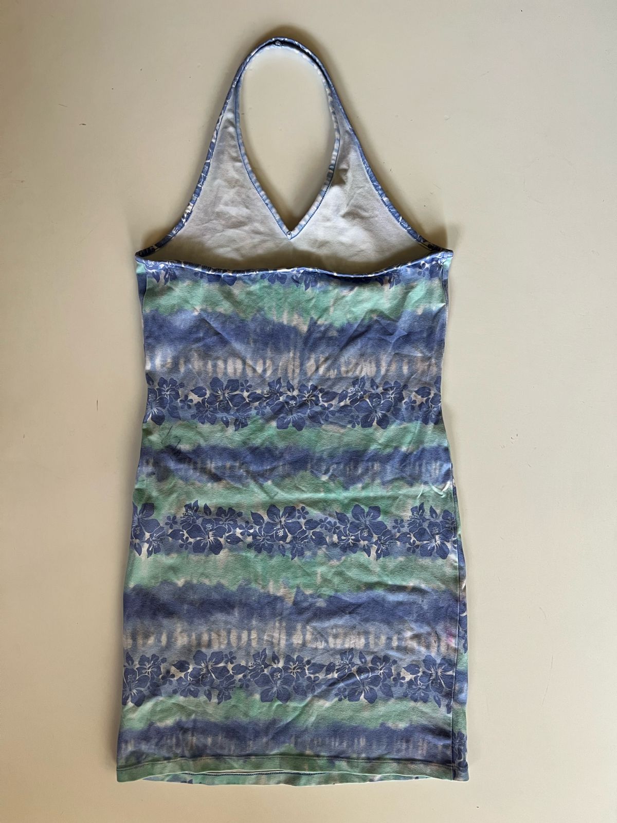 Hawaiian halter fitted mini y2k dress