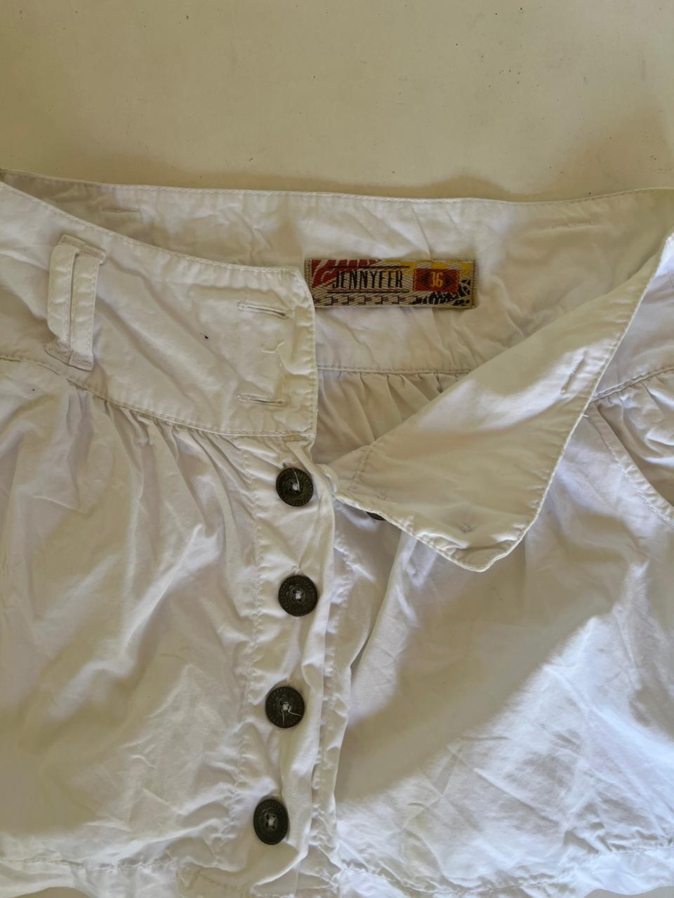 00s jennyfer denim mini white buttons skirt