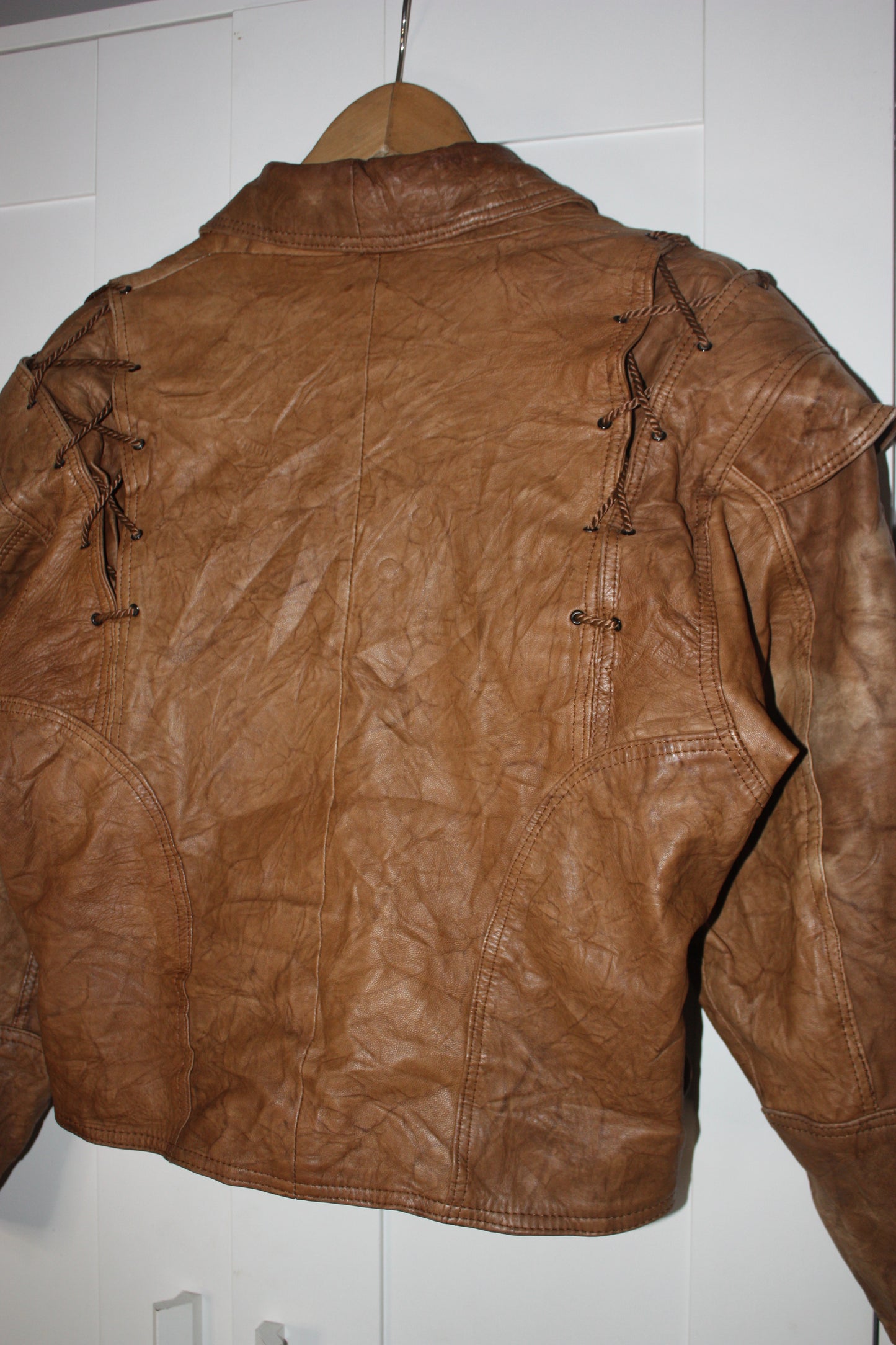 Camel brown leather button up