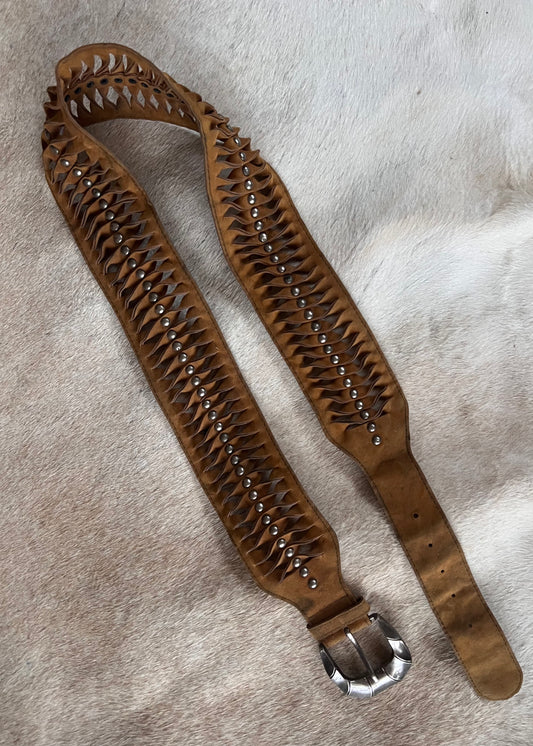 Leather suede studded belt