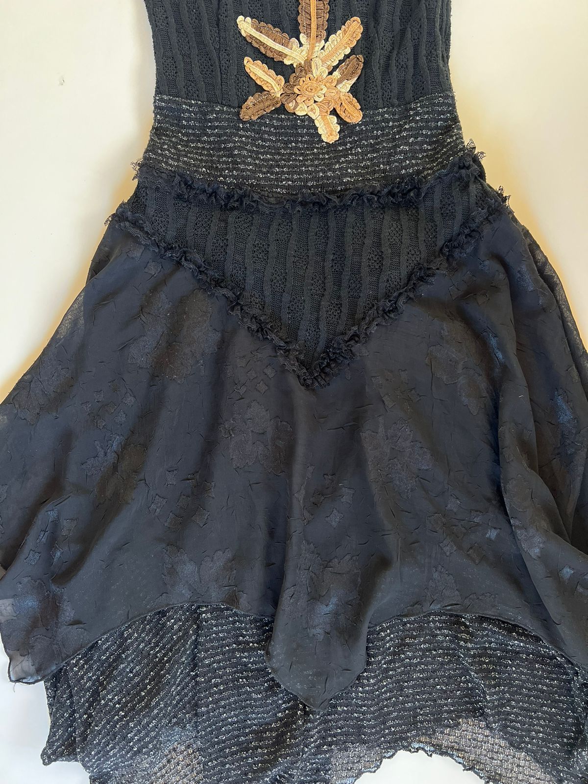 Black knitted chiffon unsymmetric dress