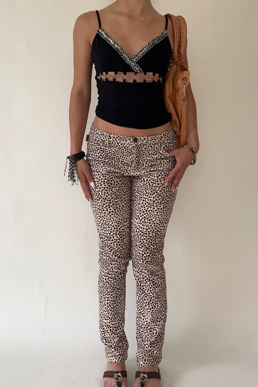 Moschino polka dot mid waist slim fit pants