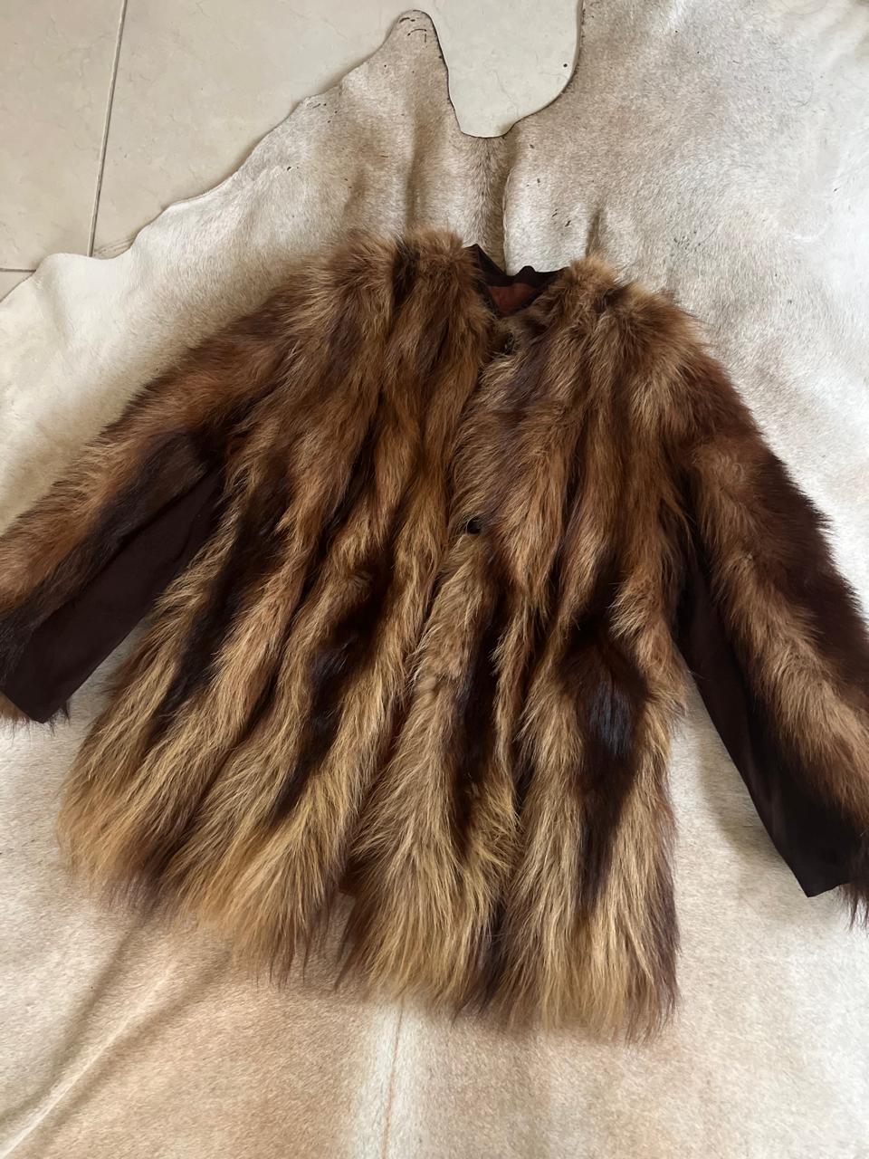 Real fur mini multicolor coat