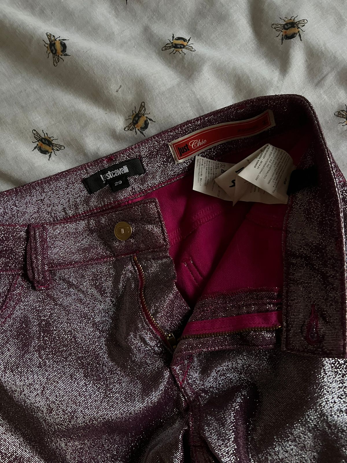 Just Cavalli glittery low waist skinny pants