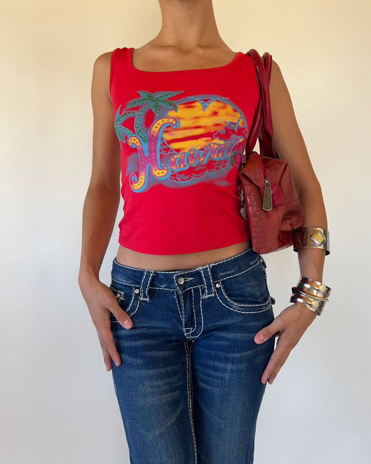 Hawaii red graphic top