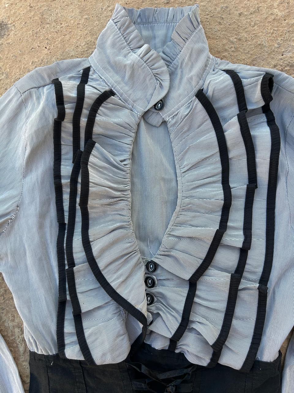 button up ruffled corset like blouse