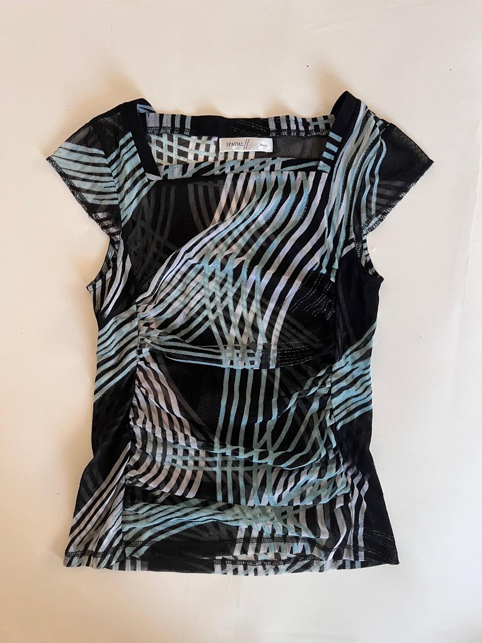 Mesh glittery ruched sides top