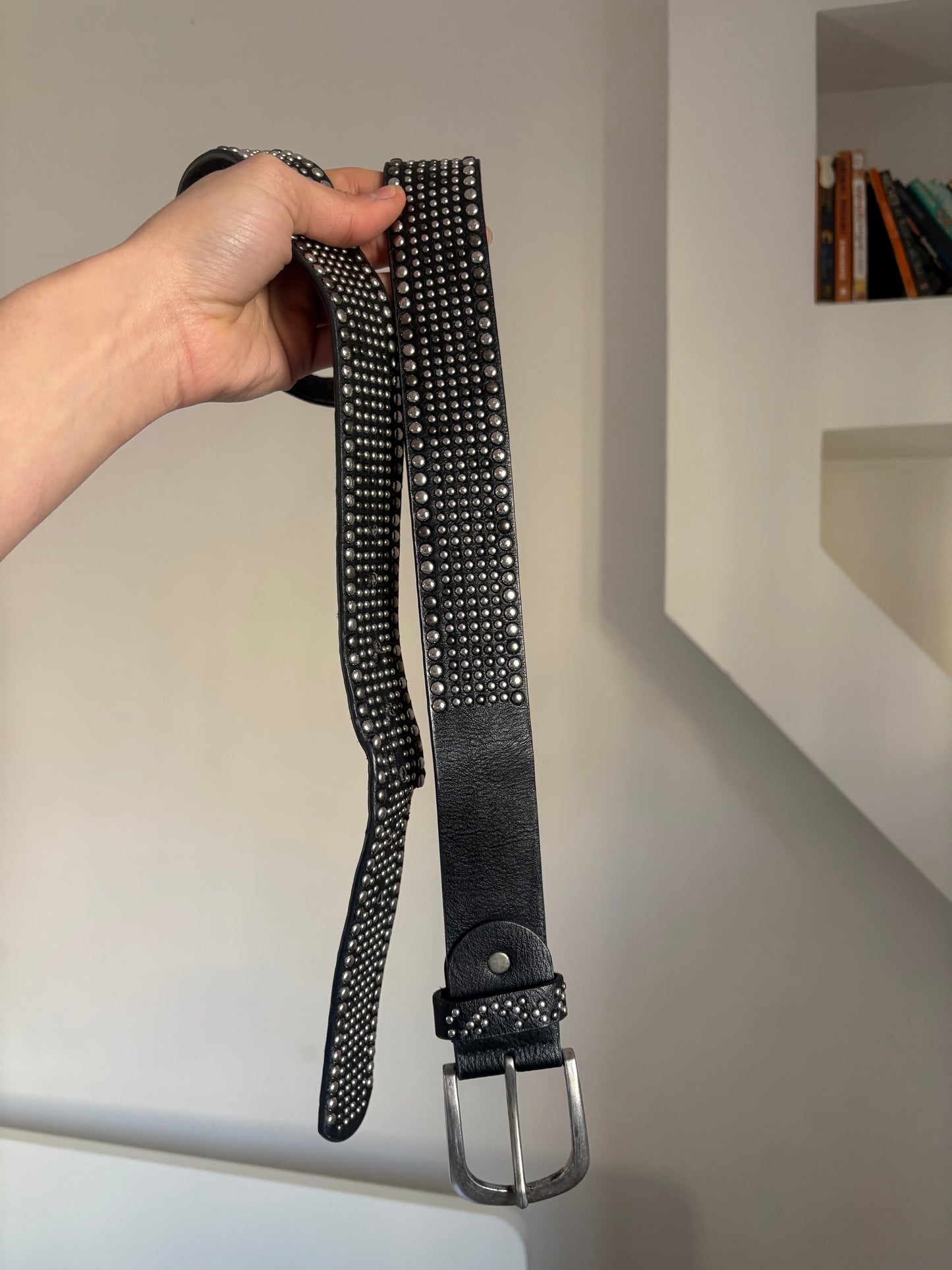 Studded leather belt