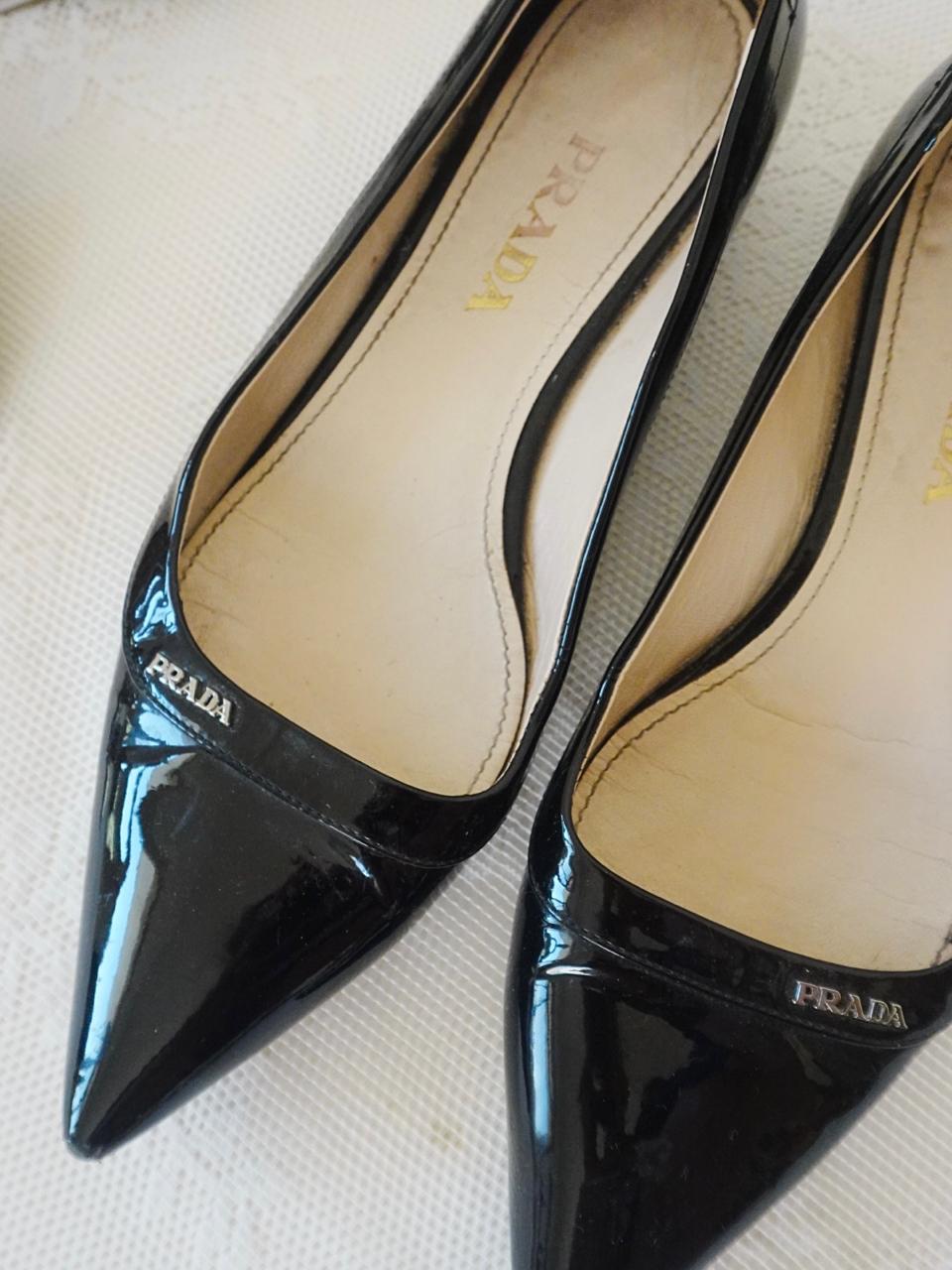 Prada patent leather pointy toe flats