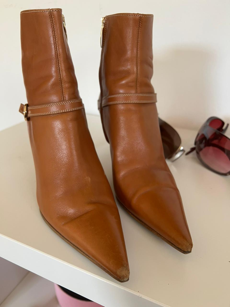 Sergio Rossi leather ankle high heeled boots