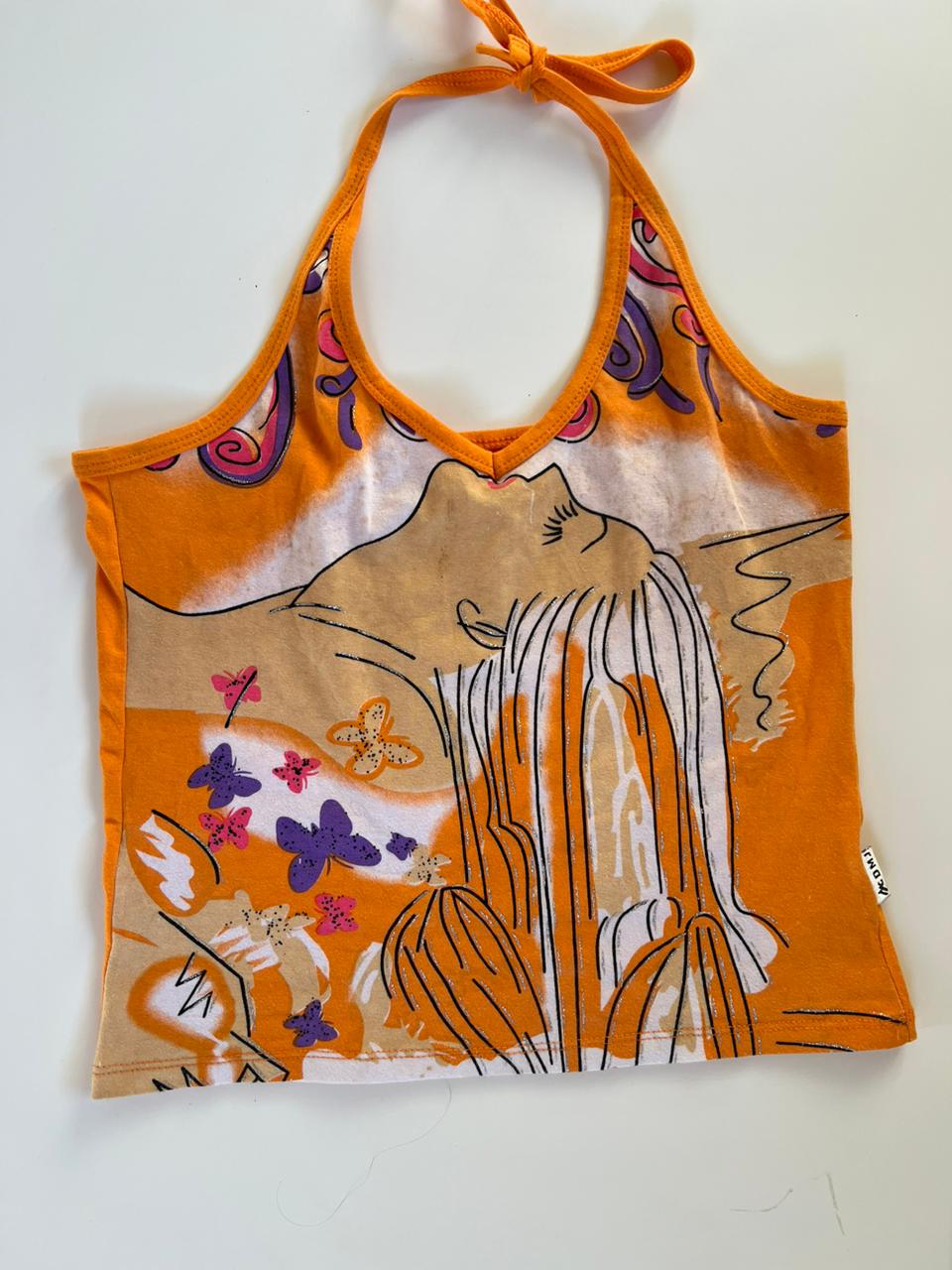 Y2k graphic halter top