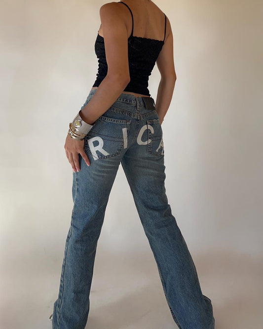 Richmond low waist boot cut graphic jeans