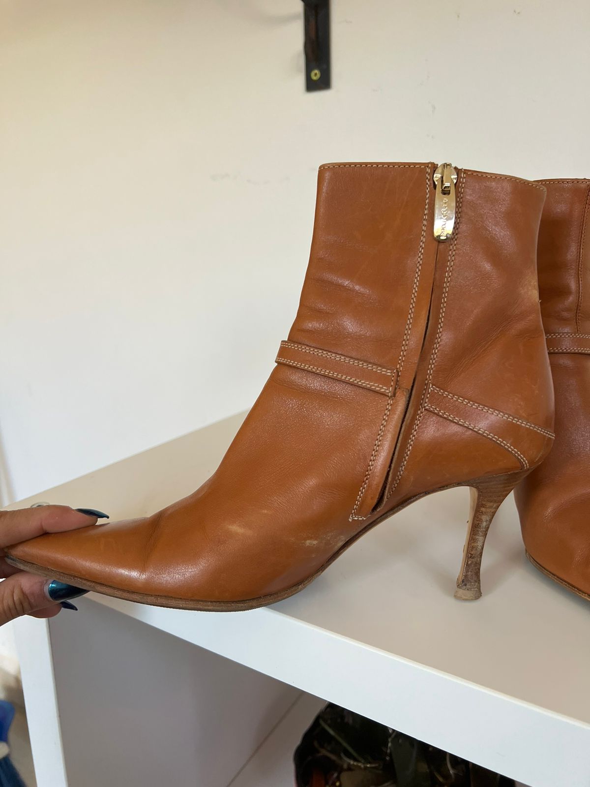 Sergio Rossi leather ankle high heeled boots