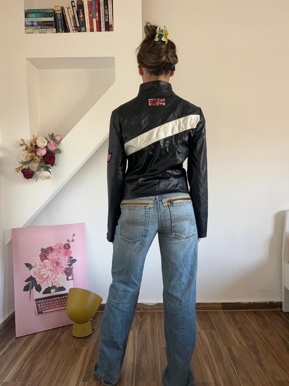 Racing faux leather jacket