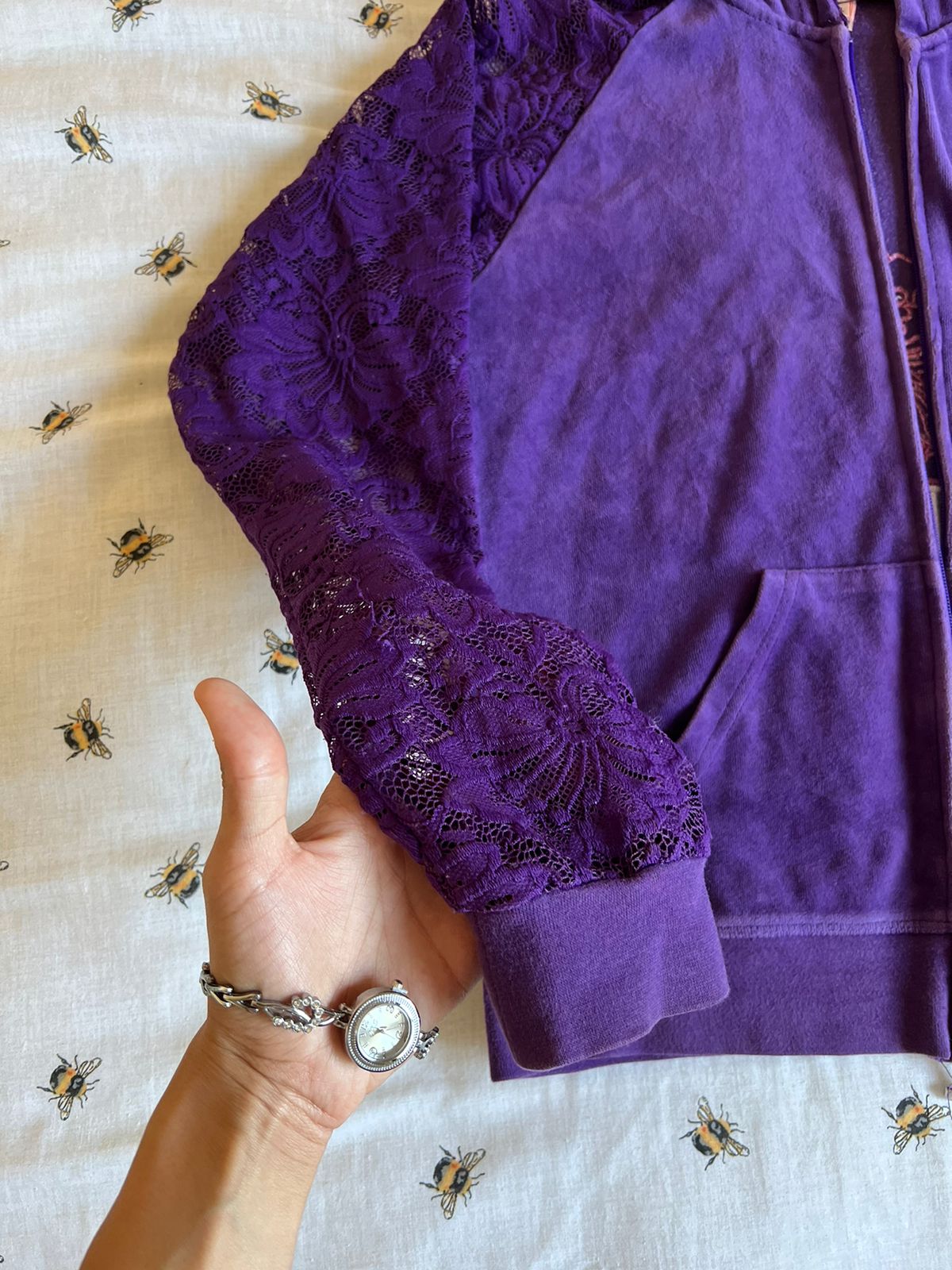 Juicy Couture purple lace sleeves tracksuit jacket