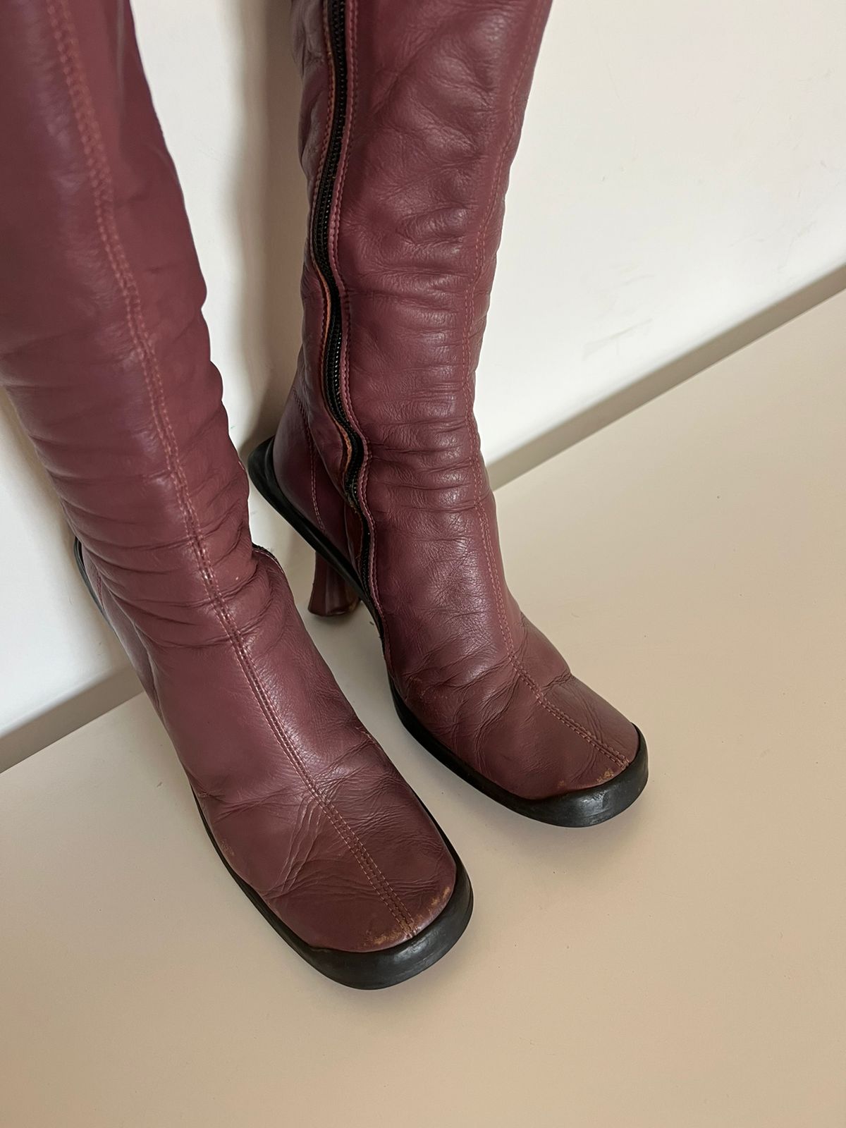 Vintage purple pinkish leather boots