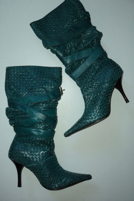 Vintage 90s Faith solo El Dantes pointy leather wrinkled boots