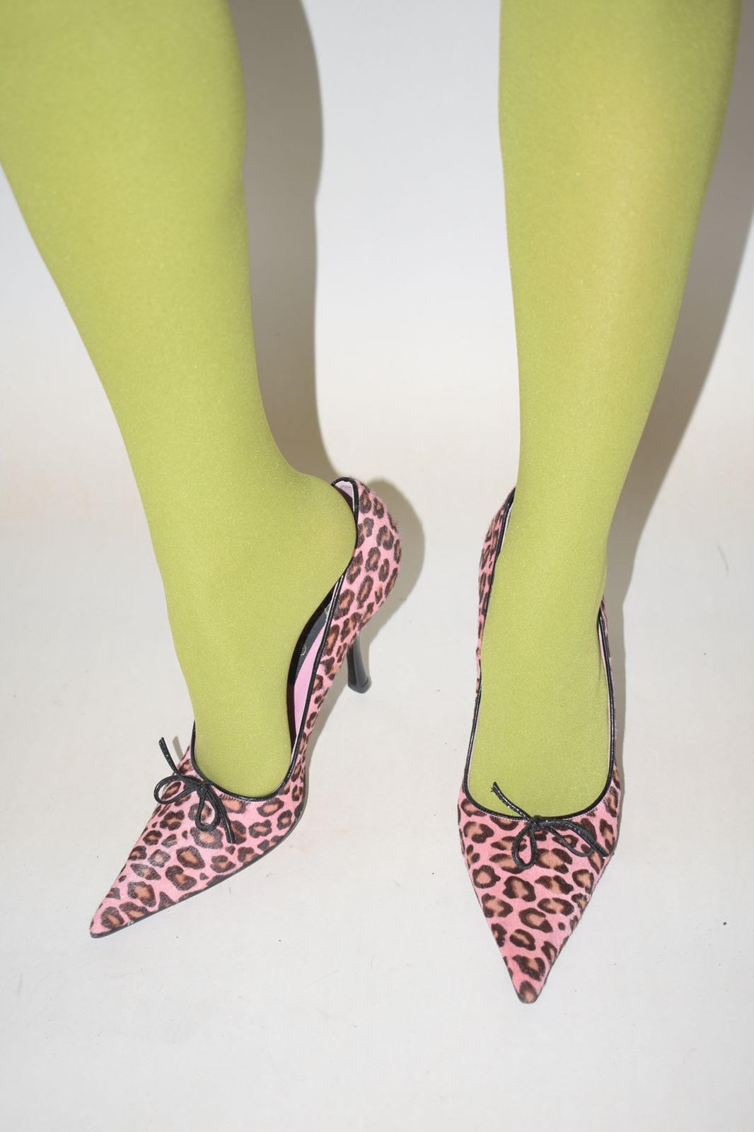 Pink leopard print fur pointy heels