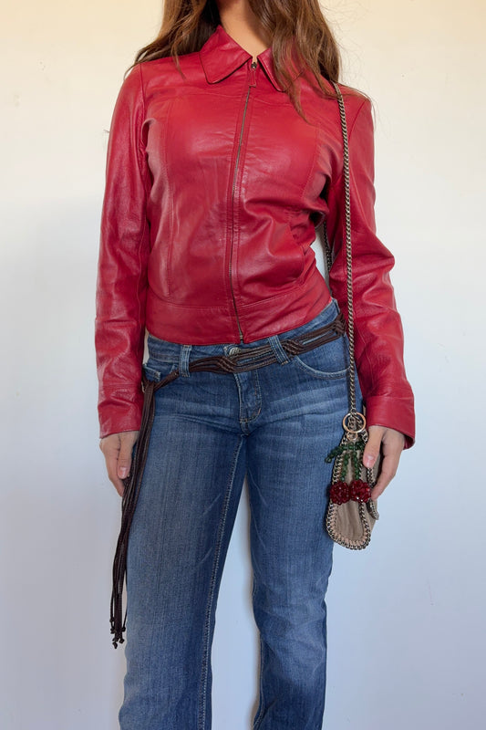 Red leather jacket