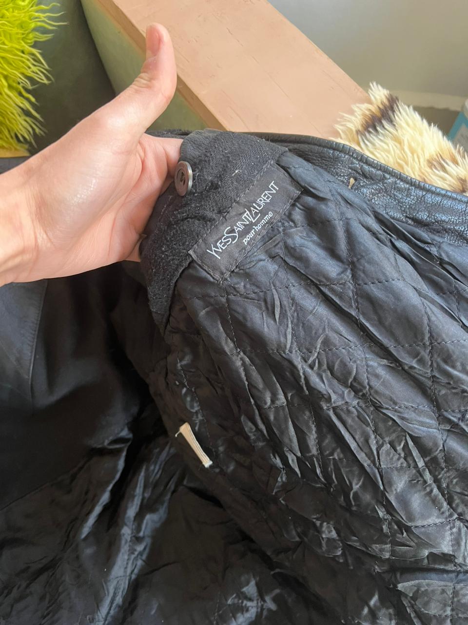Vintage YSL black genuine leather coat