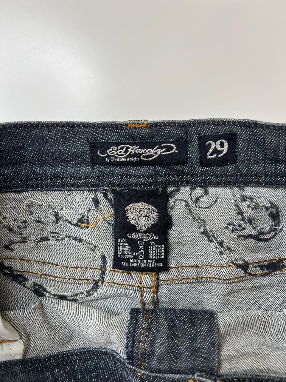 Ed Hardy y2k mini denim graphic skirt