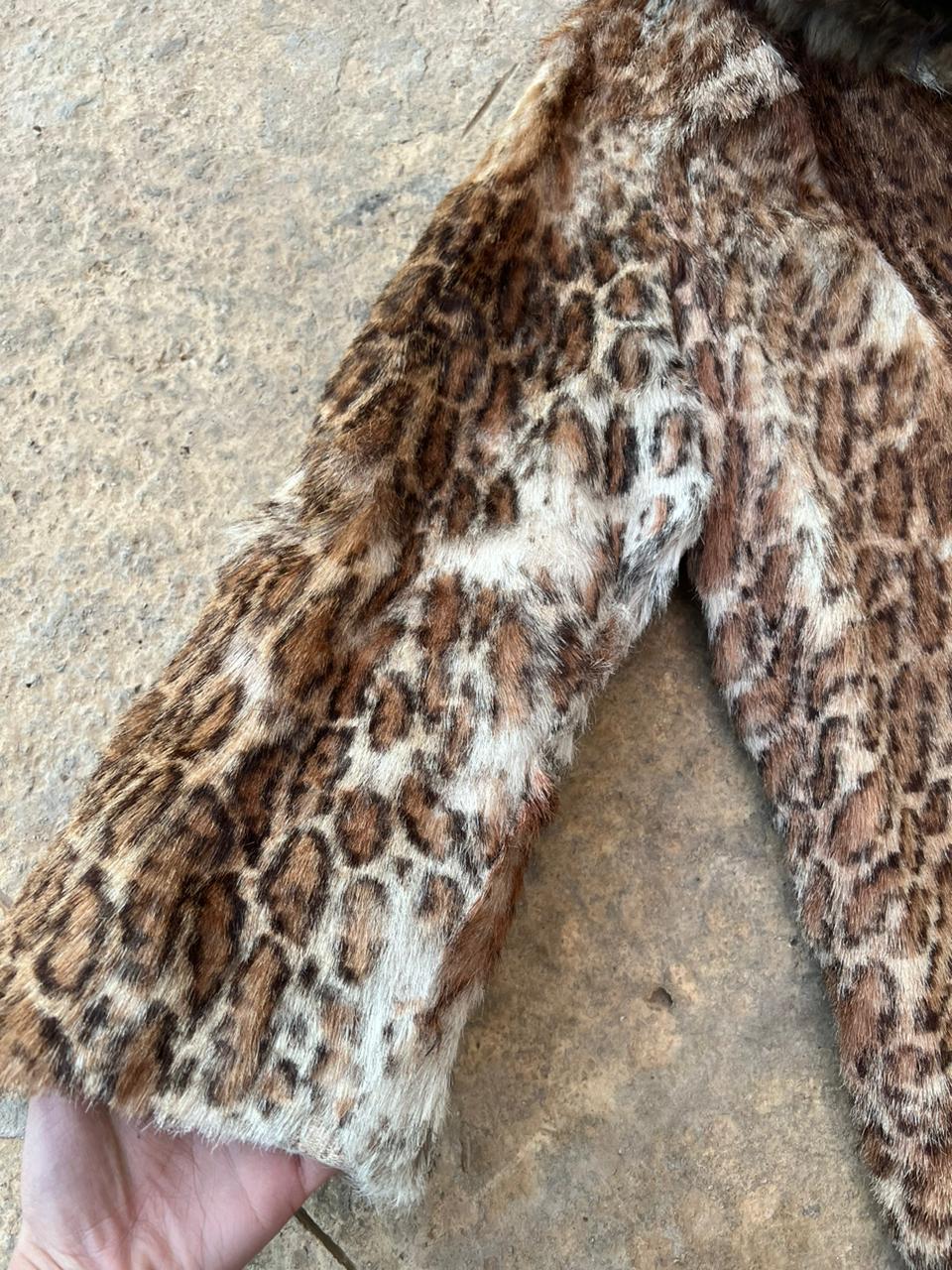 Animal print real long fur coat