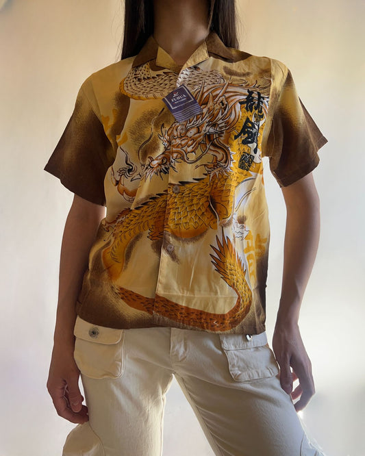 Fahua vintage 90s dragon button up