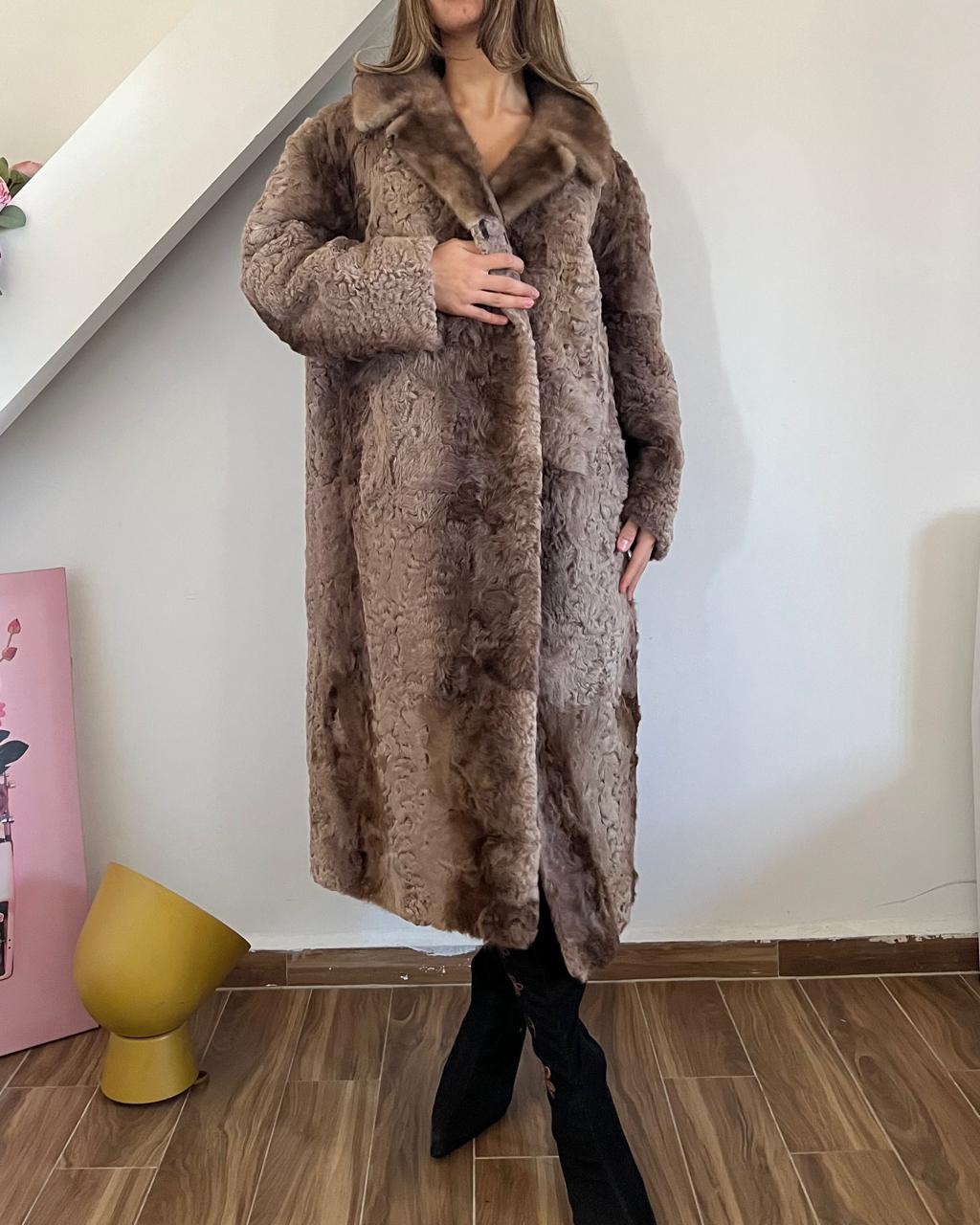 Karakul real long fur coat