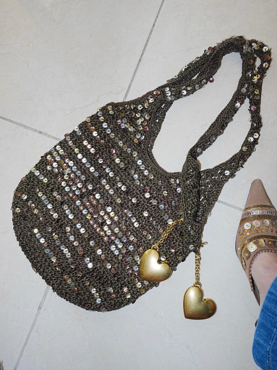Sequin crochet shoulder bag