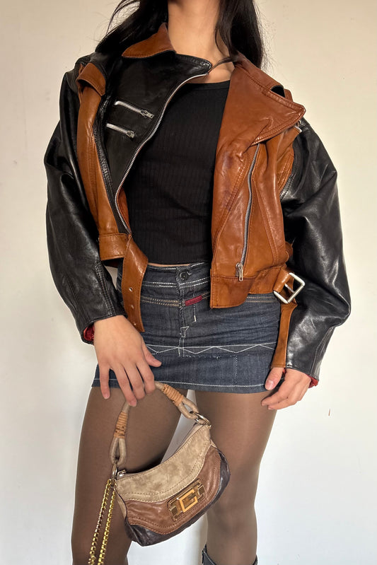Vintage leather biker jacket