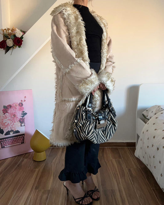 white afghan vintage suede fur coat