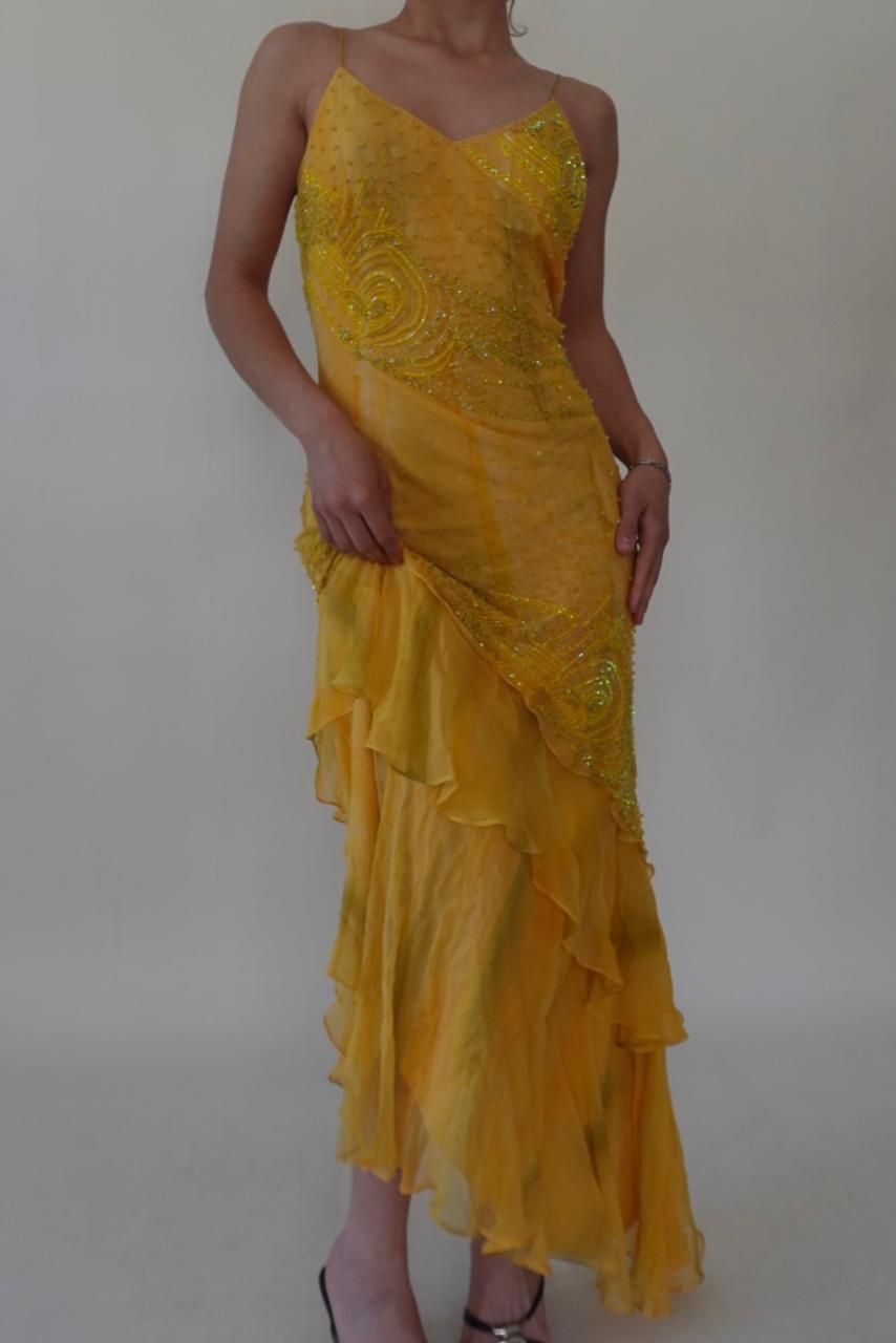Vintage 2000s beaded ruffled dress