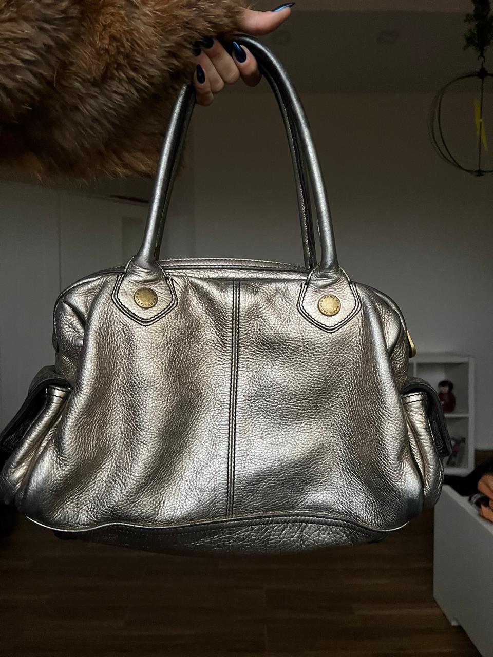 Marc Jacobs silver chrome leather bag