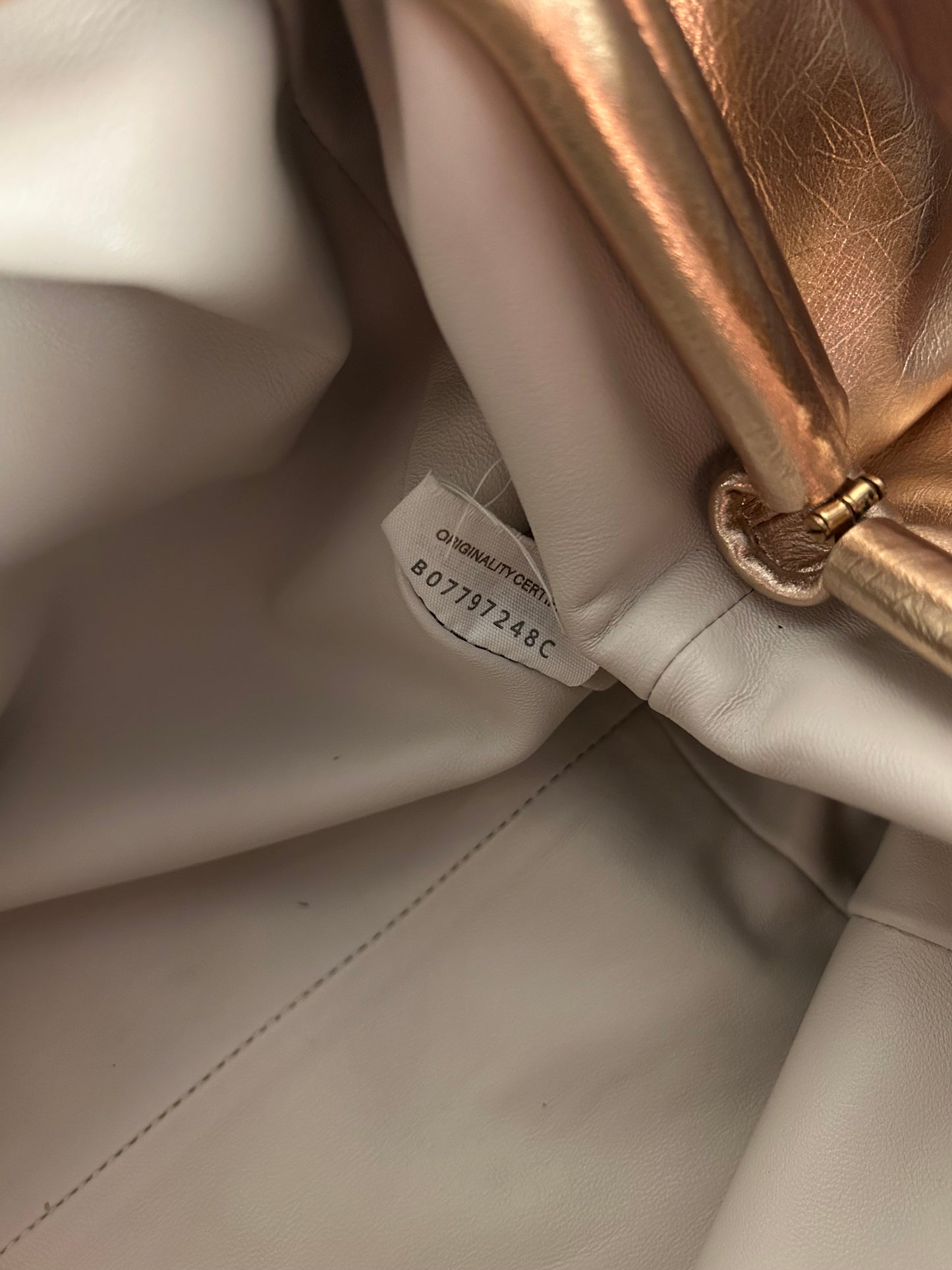 Bottega Veneta gold clutch leather crinkled bag