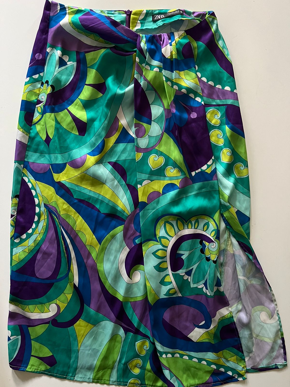 Zara satin maxi skirt with a slit