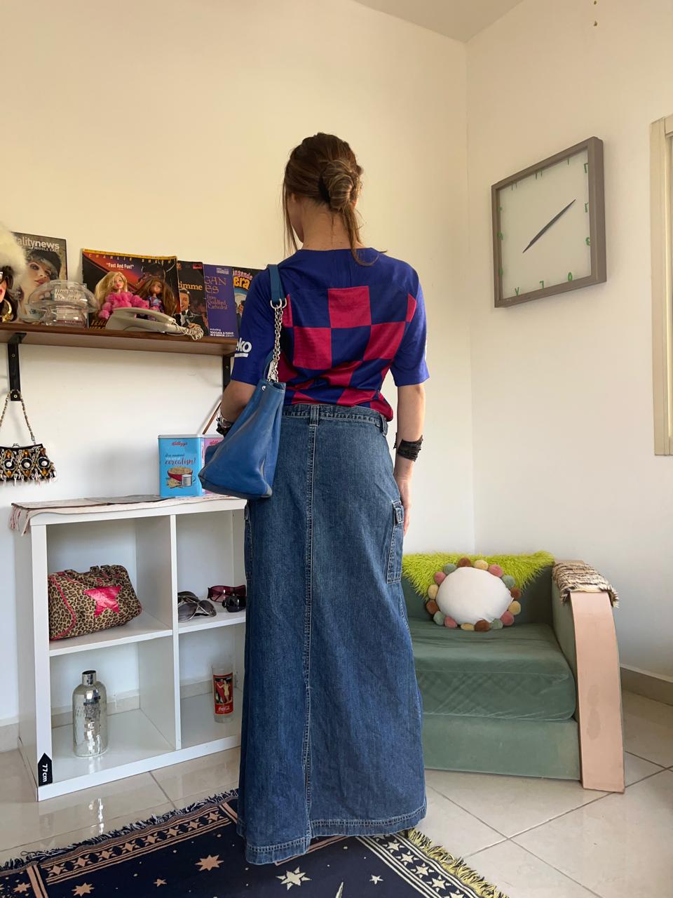 Mavi cargo denim maxi skirt