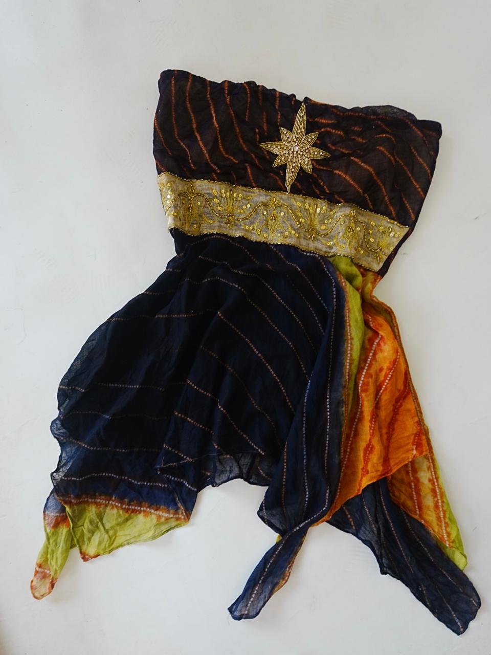 Beaded unsymmetrical hobo top