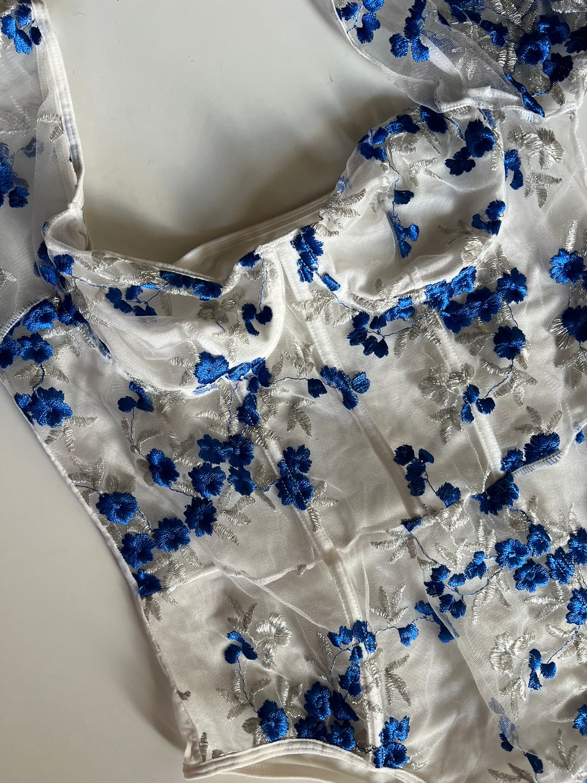 Floral embroidered corset body suit top