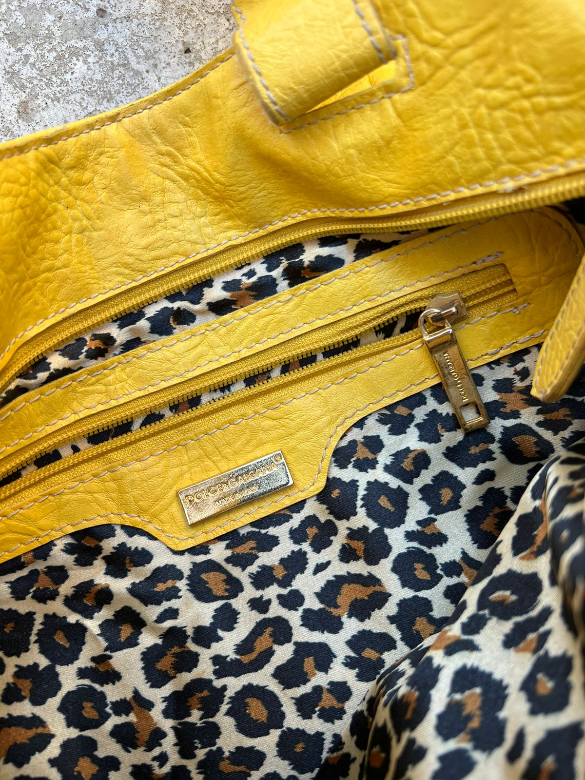Dolce & Gabbana leather pocket yellow bag