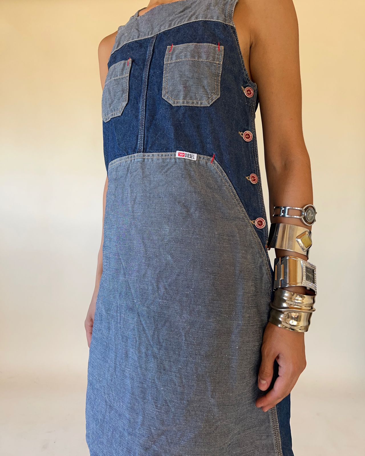 Diesel denim pocket midi dress