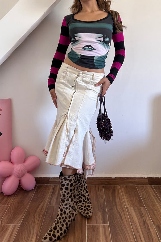 Bubble cargo midi zip up skirt